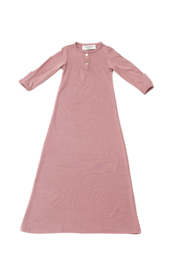 Mauve | BABY - Dwell and Slumber house dress gold snaps