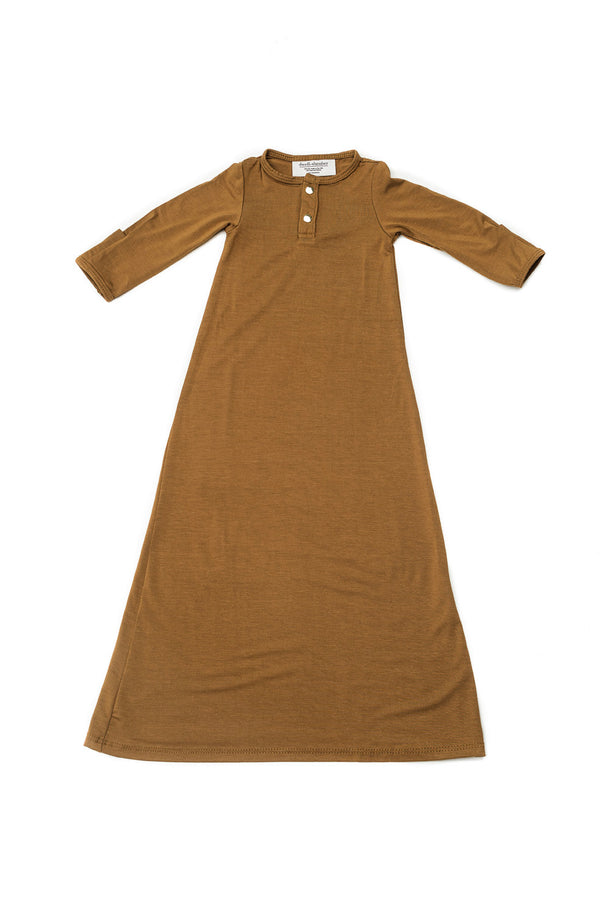 Camel | BABY - Dwell and Slumber house dress gold snaps